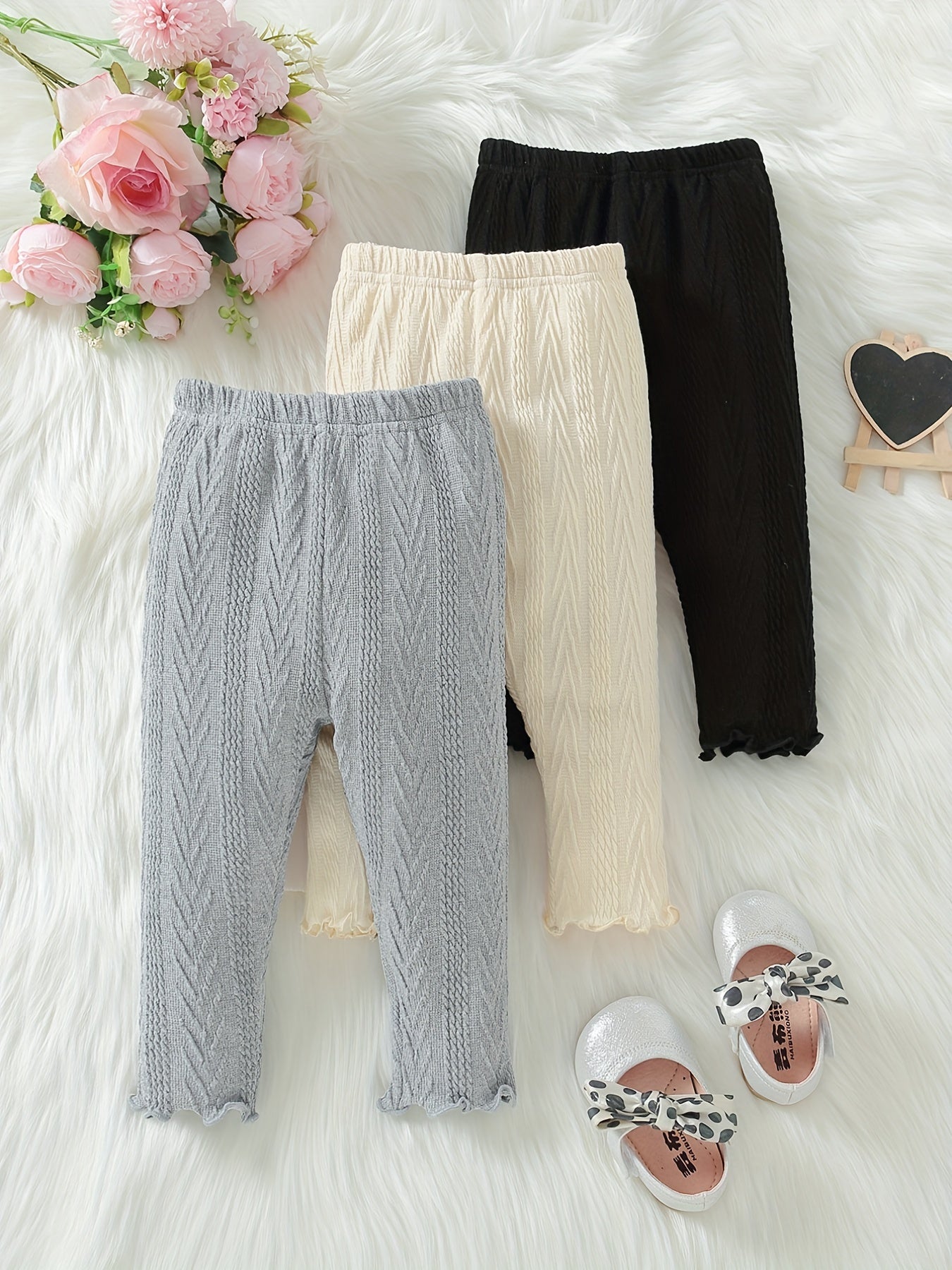Baby Girls Geometric Knit Leggings 3pcs Set