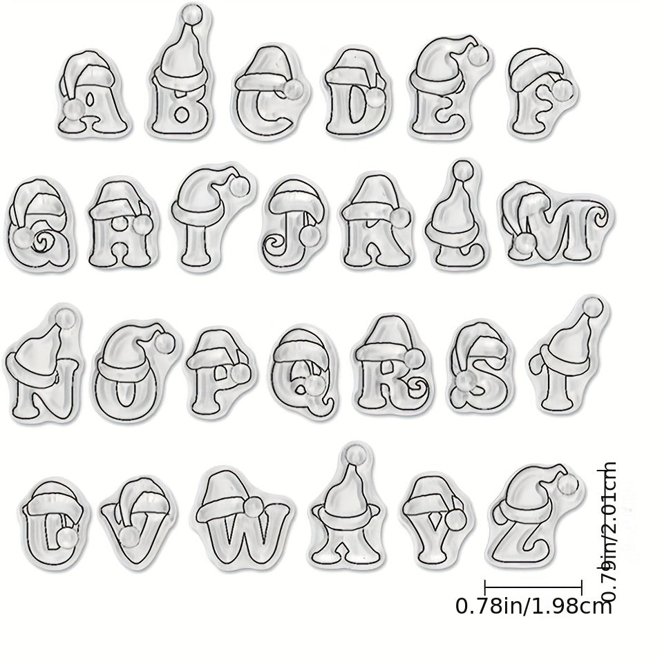 Christmas Alphabet Clear Stamps For Card Making - Santa Hat Letter Stamps