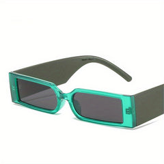 Vintage Hip Hop Rectangle Sunglasses Narrow Frame Shades Eyewear