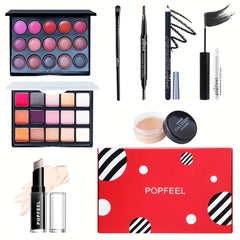 Complete Makeup Kit with Eyeshadow Palette & Lip Gloss Set