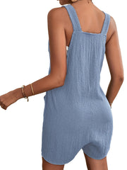 Casual Button Overall Jumpsuit For Spring & Summer Women's Clothing