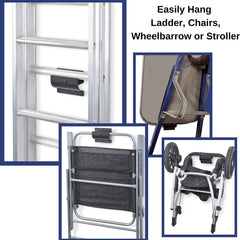 Garage Storage Rack Heavy Duty Ladder Hook Wall Mounted Stainless Steel