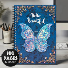 Vibrant Butterfly Spiral Notebook with Pink Illustration