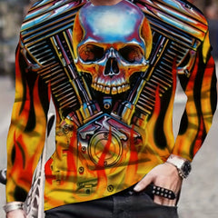 Skull 3D Print Men's Long Sleeve T-Shirt Autumn Stylish Tees