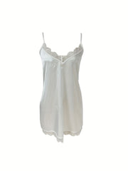 Lace Trim Nightdress V Neck Sleep Dress