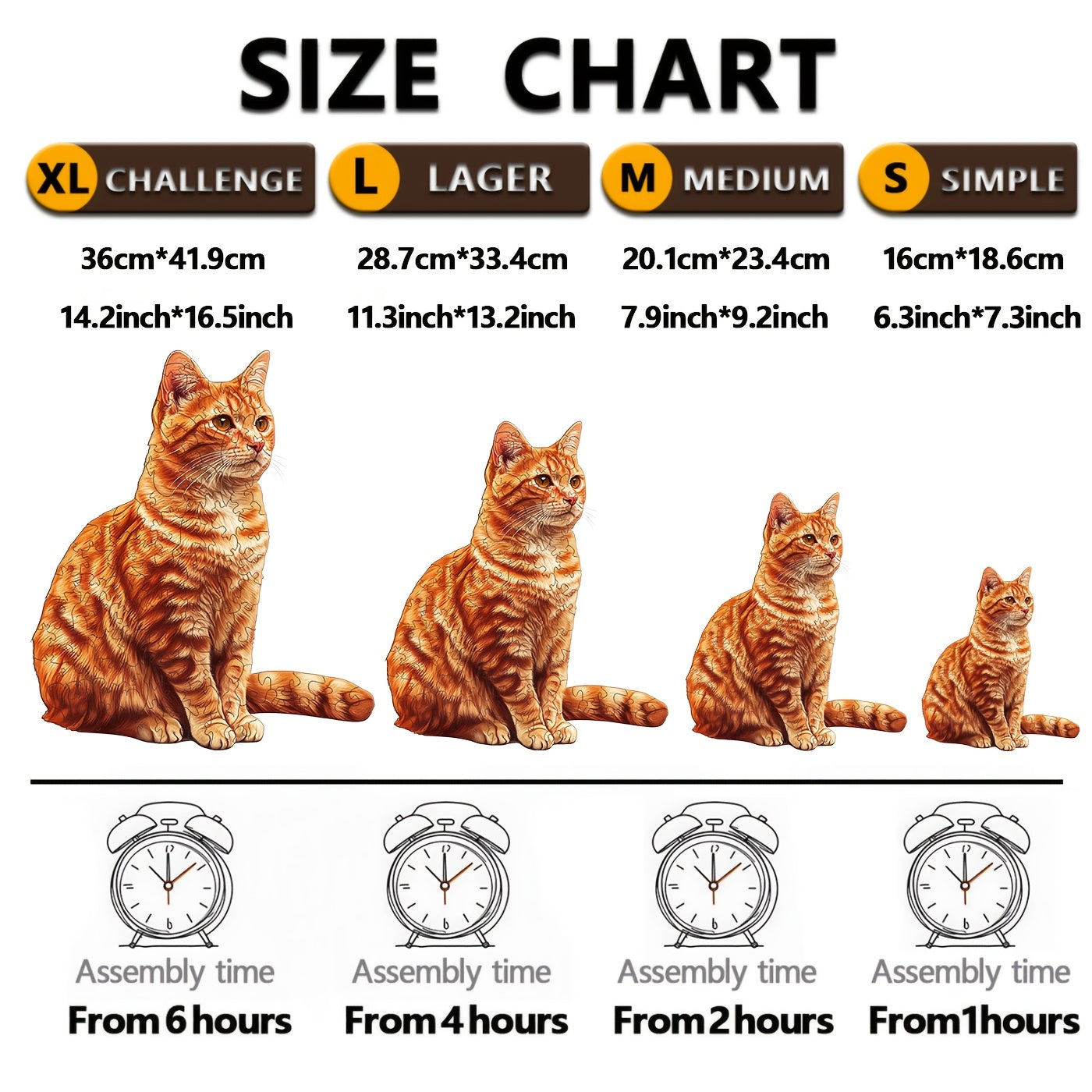 Wooden Cat Puzzle Irregular Animal Jigsaw Brain Teaser Artistic Decor