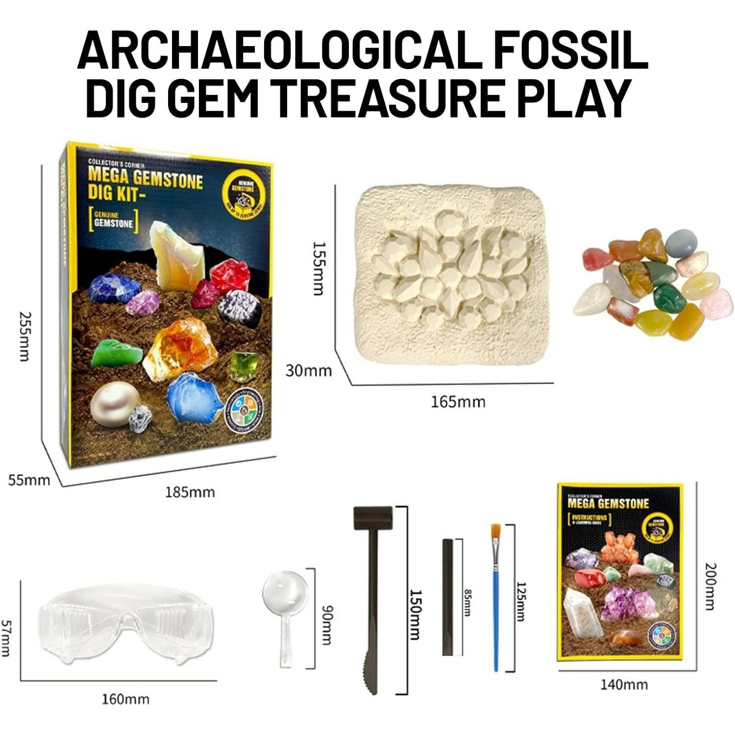 Kids Gemstone Digging Kit - Excavation Set for Science Learning