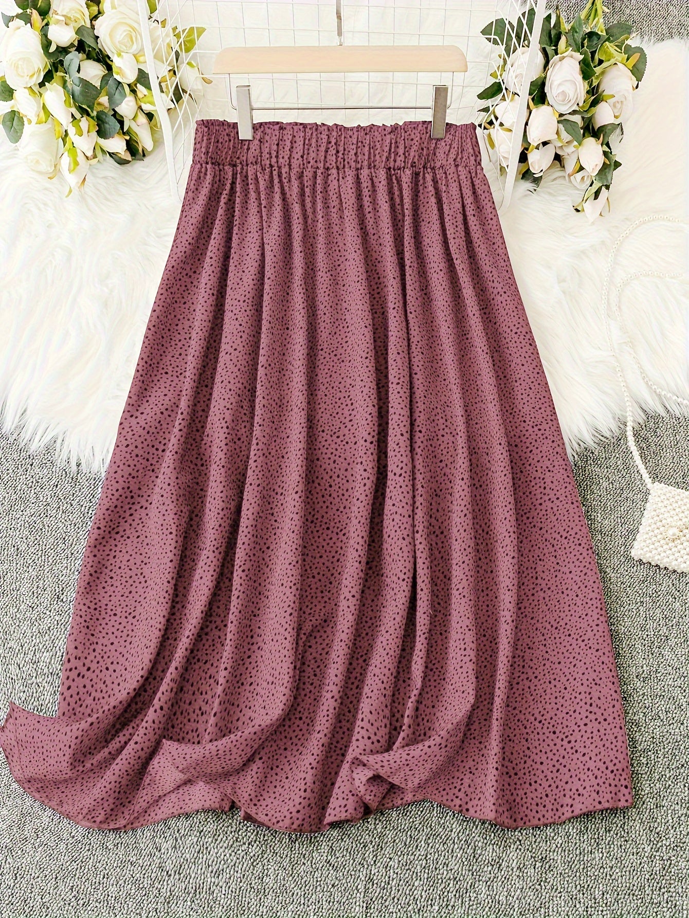 Women's Plus Dalmatian Print High Rise Maxi Skirt