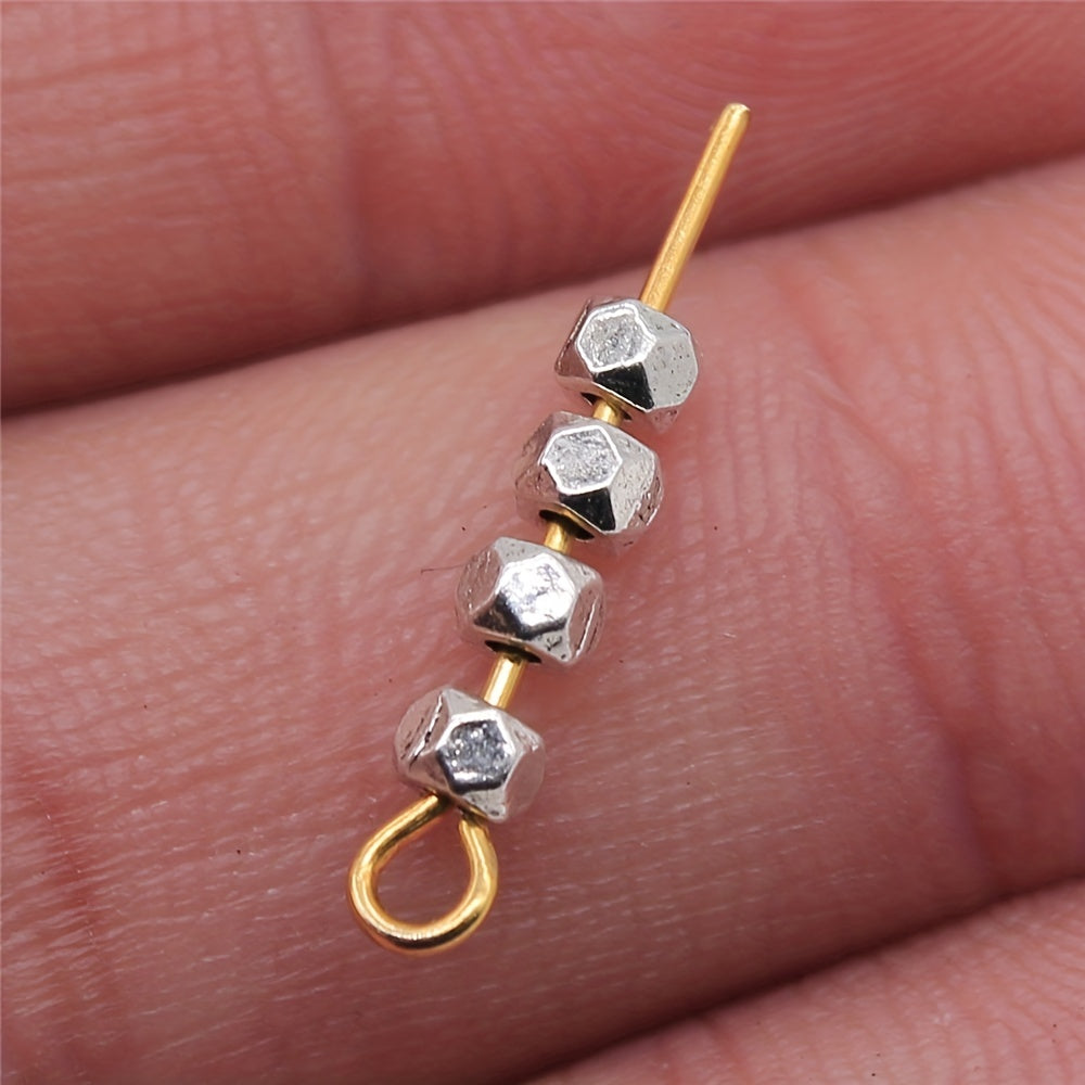 100pcs 3mm Silver Hexagonal Beads DIY Bracelet Jewelry Accessories