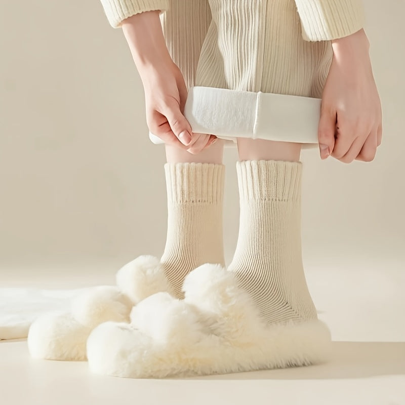 7 Pairs Warm Ribbed Mid Tube Socks for Women