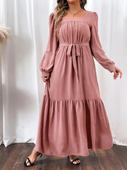  Square Neck Maxi Dress Women's Long Dress