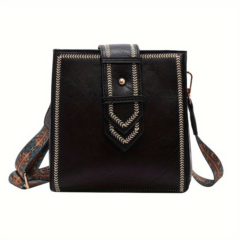 Vintage Crossbody Tote Bag Retro Square Shoulder Bag Classic Handbag