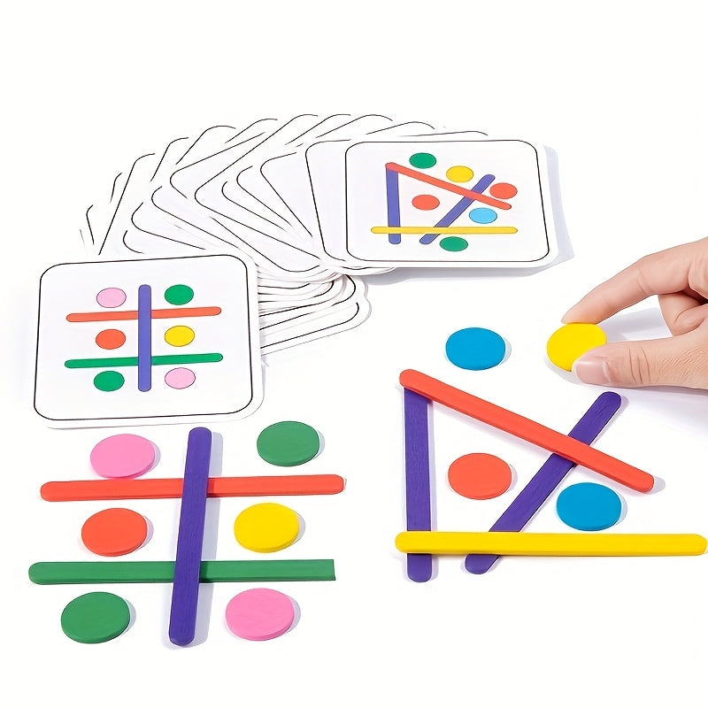 Wooden Rainbow Stacking Game Set with Colorful Discs Educational Toy