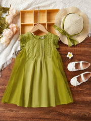 Toddler Girls Lace Trim Princess Dress & Straw Hat Set