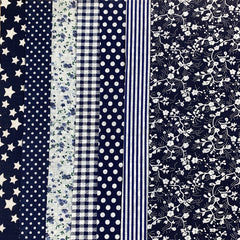 7pcs Navy Cotton Fabric Printed Patchwork Fabric for DIY Sewing