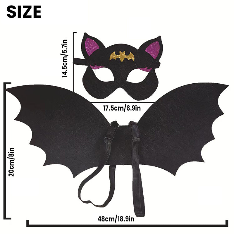 2pcs Kids Halloween Bat Wings Mask Set Cosplay Dress Up