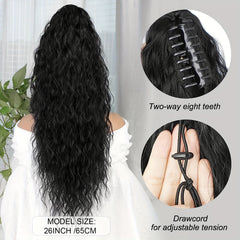 Long Curly Wavy Claw Clip Ponytail 26 Inch Synthetic Hair Extension