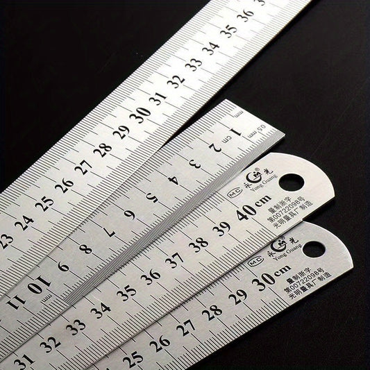 Thick Stainless Steel Ruler, 12-Inch, Metric & Inch Measurement, Durable