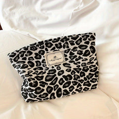 Leopard Print Makeup Bag Portable Travel Clutch Cosmetics Toiletries Washable