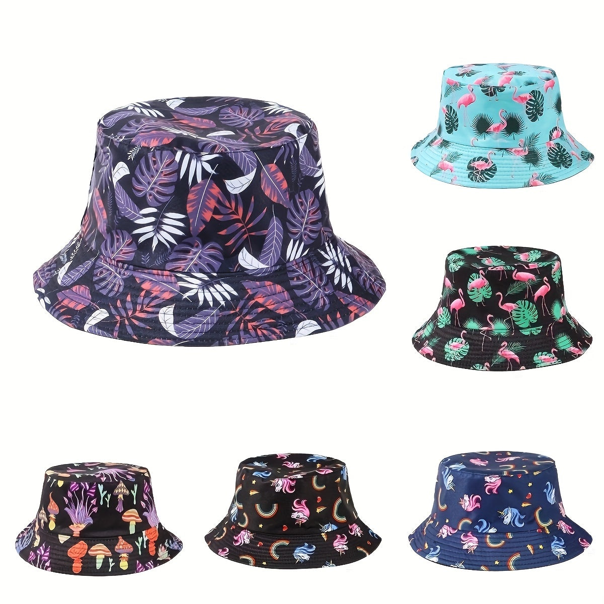 Graffiti Pattern Sun Hat Cartoon Foldable Fisherman Hat