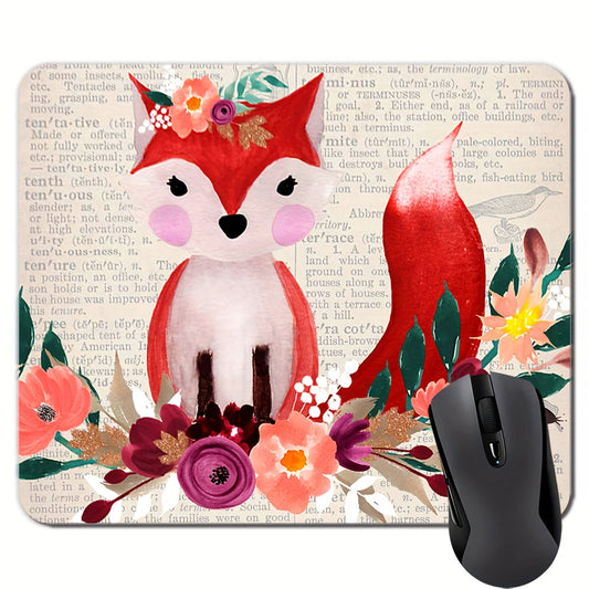 Floral Watercolor Fox Mouse Pad Office Decor