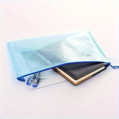 Transparent A4 Grid File Bag with Zipper Closure