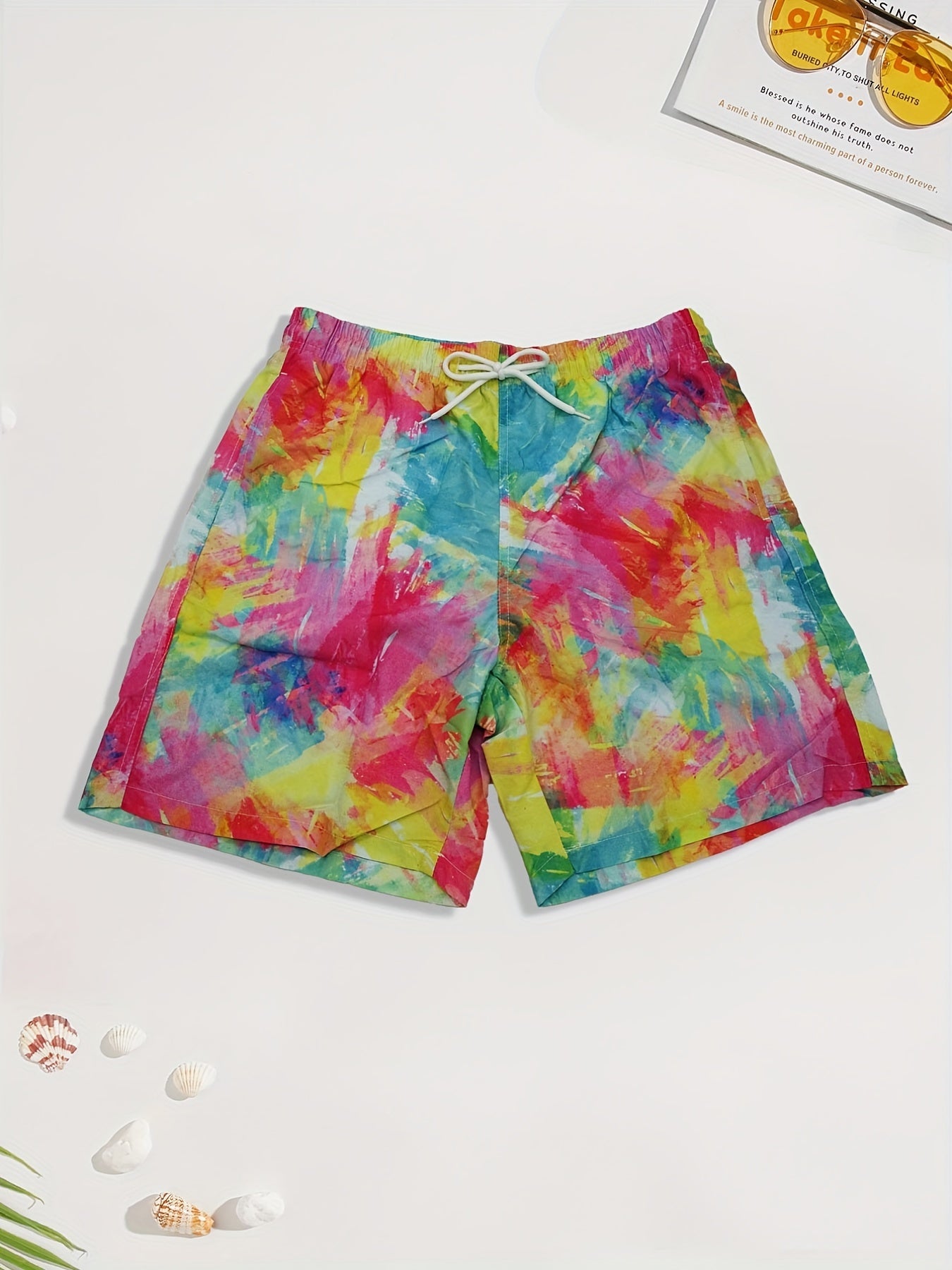 Coconut Palm Pattern Beach Shorts Men's Casual Waist Drawstring Summer Resort