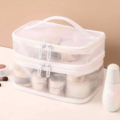 Mesh Transparent Toiletry Bag Portable Handheld Cosmetic Storage Bag