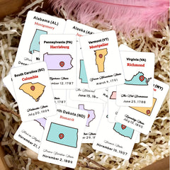US States & Capitals Flashcards Set - Educational Geography Learning Tool