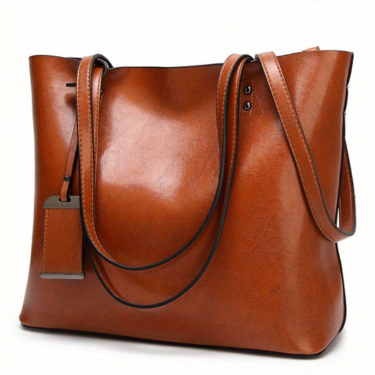 Retro Leather Crossbody Work Bag with Computer Compartment