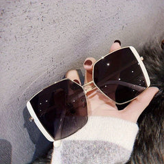 Large Square Sunglasses Mirror Lens Metal Glasses UV400