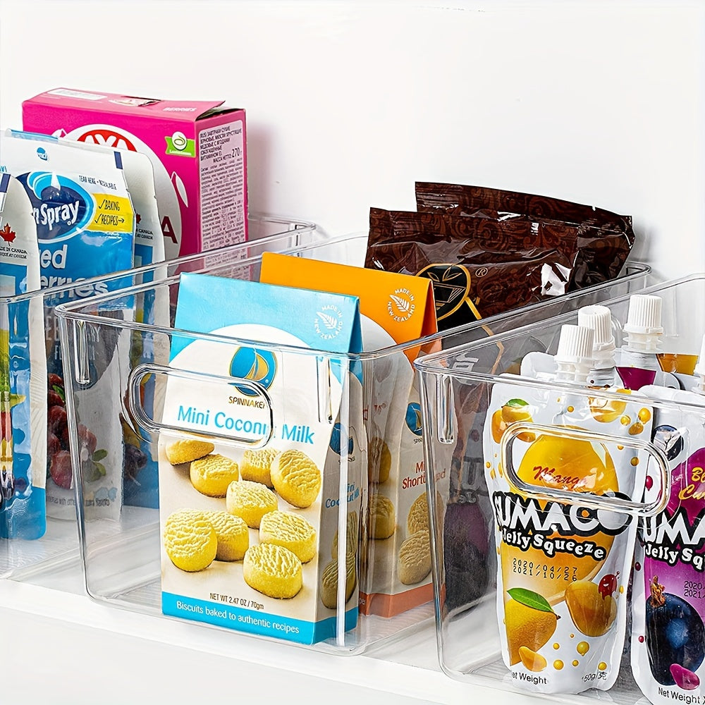 6pcs Set Storage Box Transparent Refrigerator Storage Bin With Handle