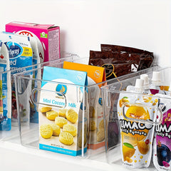 6pcs Set Storage Box Transparent Refrigerator Storage Bin With Handle