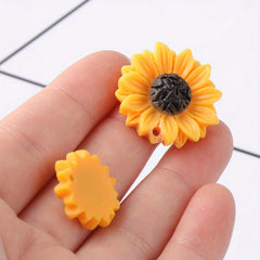 10pcs Sunflower Daisy Resin Beads Pendants for Jewelry Making