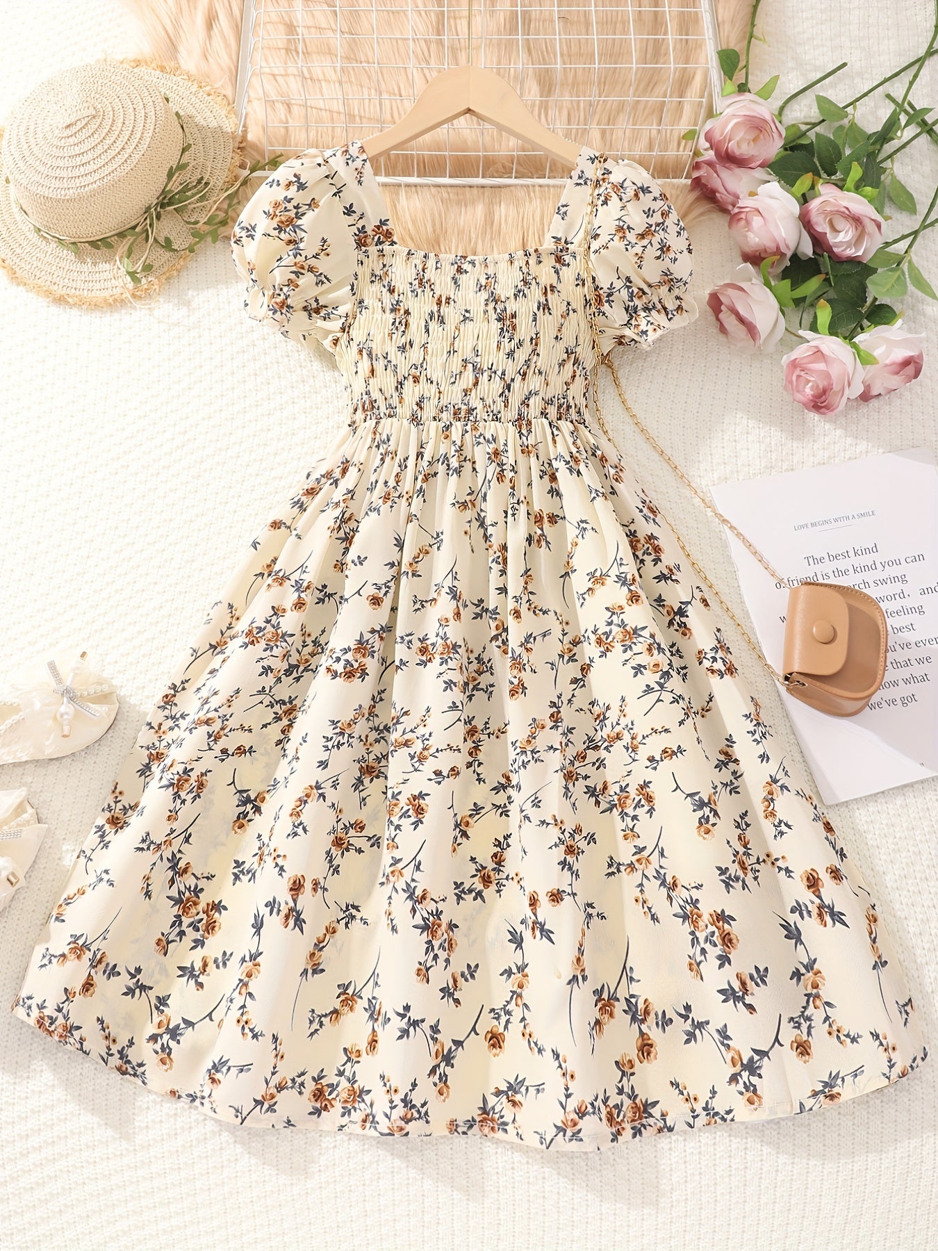 Girls Floral Graphic Dress for Summer Holiday Party