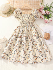 Girls Floral Graphic Dress for Summer Holiday Party