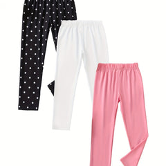 Girls 3 Pack Cotton Stretch Legging Pants Set