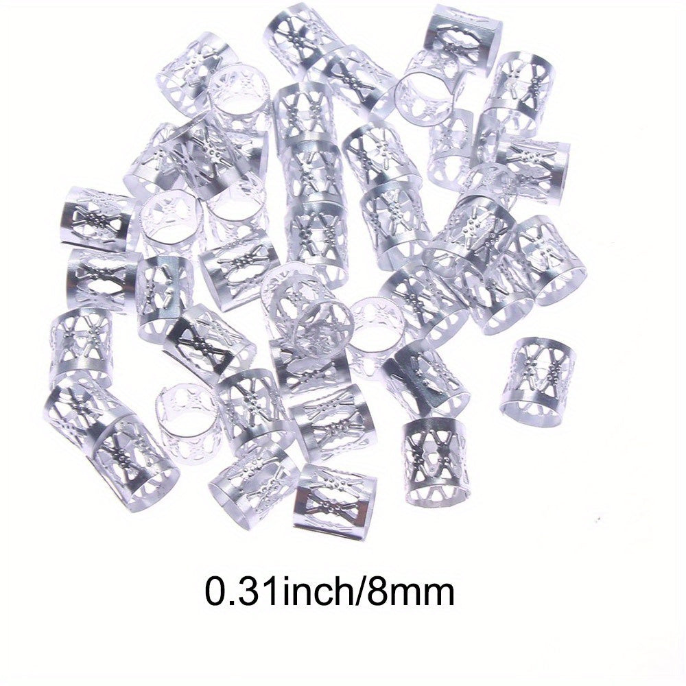 50pcs Dreadlocks Beads Hair Braid Rings Clips Metal Cuffs Hair Jewelry