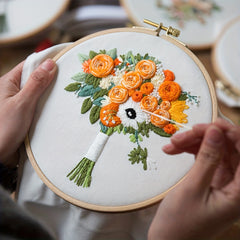Bridal Hand Holding Flower Cross Stitch Kit