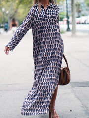  Women's V-Neck Long Sleeve Maxi Dress