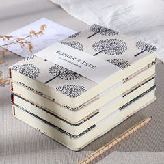 Floral Tree Print Linen Hardcover Notebook College Ruled Journal
