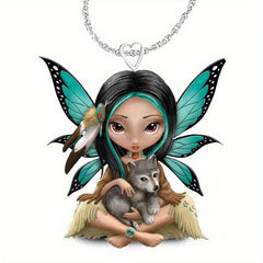 Cartoon Moon Cat Pendant Necklace Gift For Girls