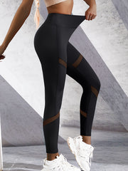 Mesh Contrast Breathable Leggings High Waist Yoga Pants