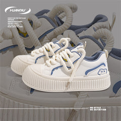 HUANQIU Smiling Face Lace-up Skate Shoes Retro Lightweight Flatform Sneakers