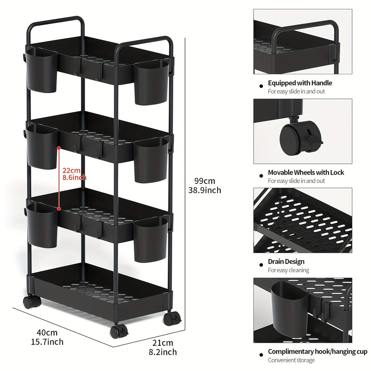 Multifunctional Snack Storage Rack with Wheels
