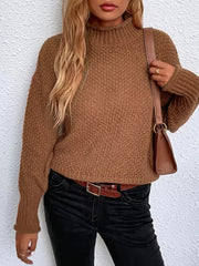  Solid High Neck Stretch Jumper