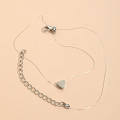Heart Pendant Necklace with Transparent Fishing Line