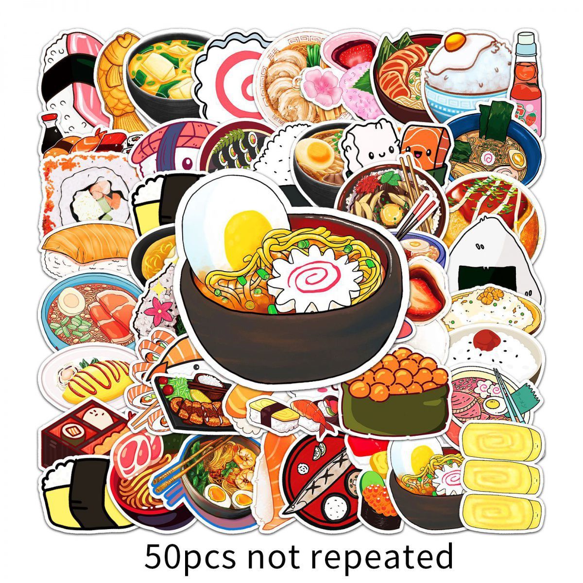 50pcs Japanese Food Waterproof Stickers For Car Laptop Skateboard