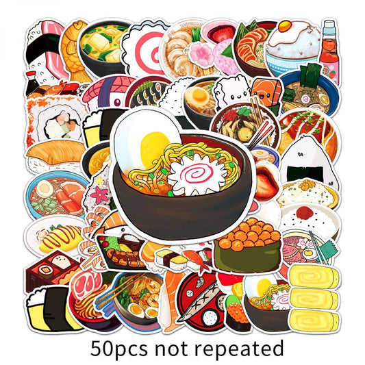 50pcs Japanese Food Waterproof Stickers For Car Laptop Skateboard