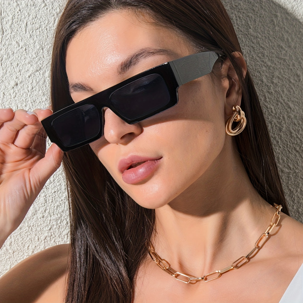 Y2K Rectangle Sunglasses Hip-hop Candy Flat Top UV400